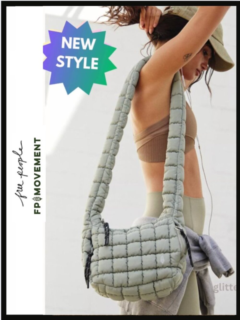 Free People Quilted Carryall Mini Sling Bag - Baby Quilted Carryall Stone Sage - Picture 3 of 10